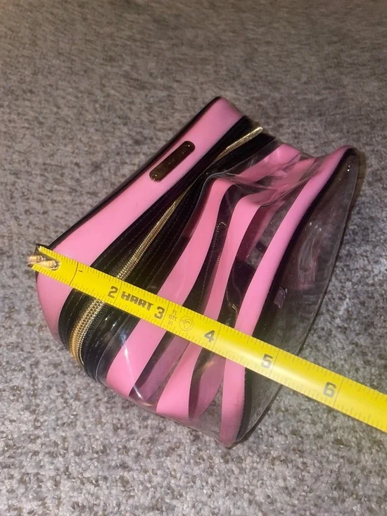 Victoria's Secret Pink and Black Clear Striped Cosmetic Pouch - Picture 4 of 4